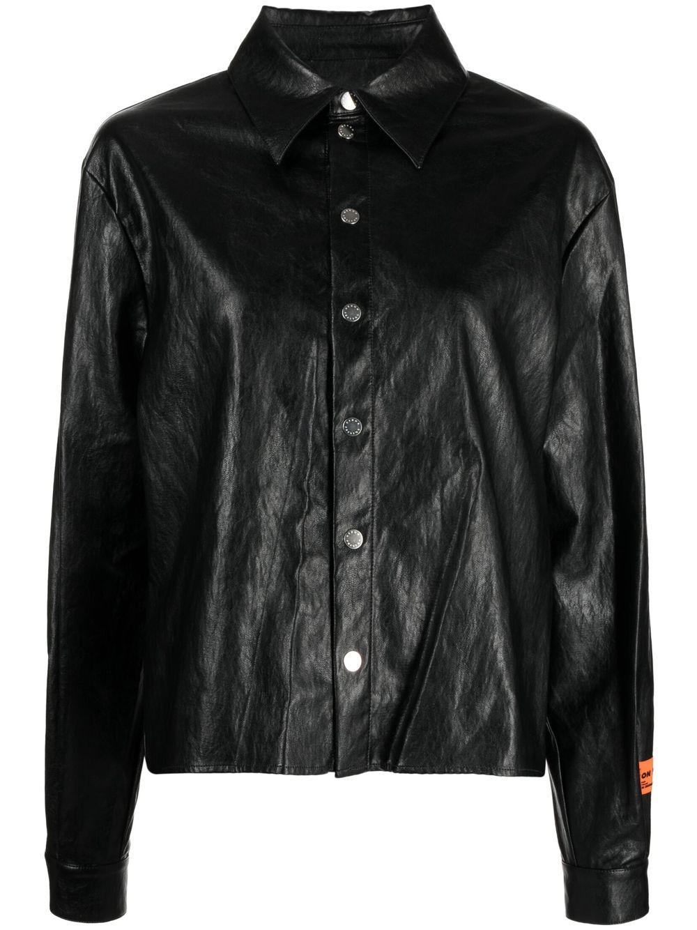 Shimmer-finish long-sleeve shirt - Black