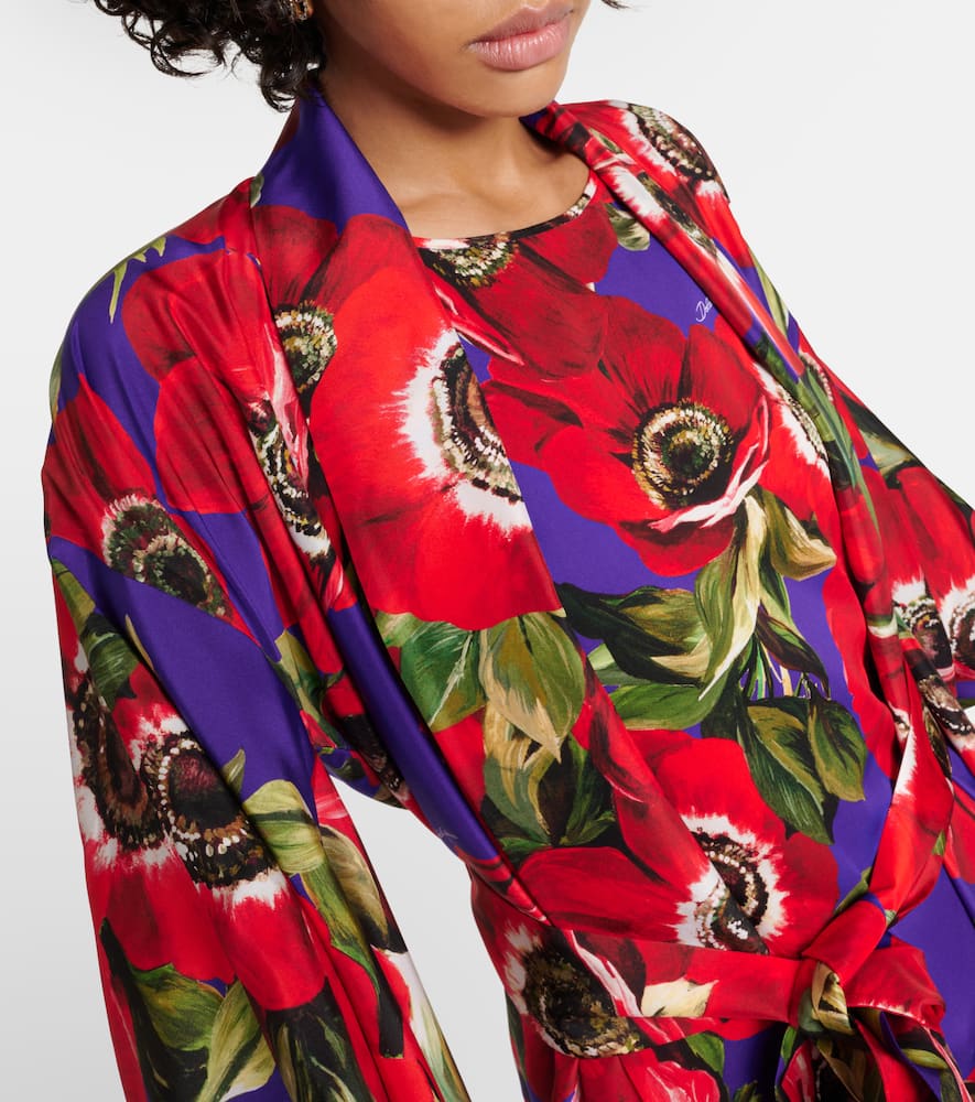 Floral silk robe