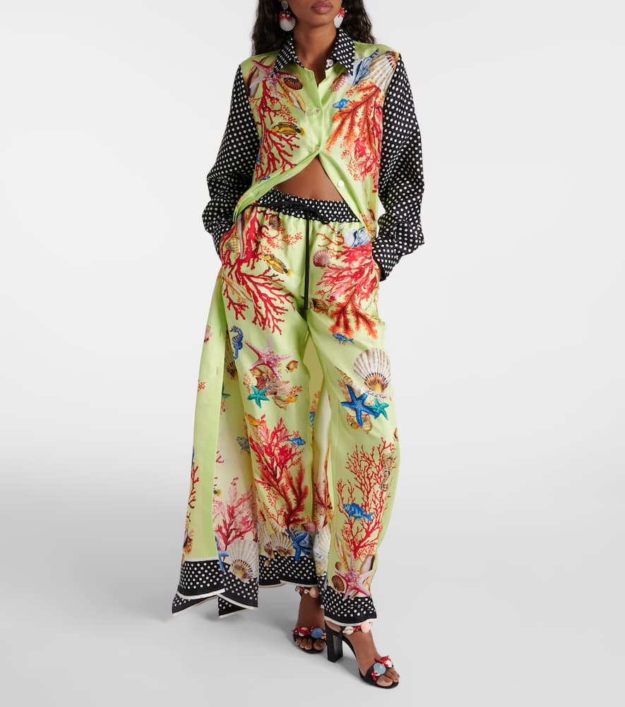Capri printed silk tapered pants