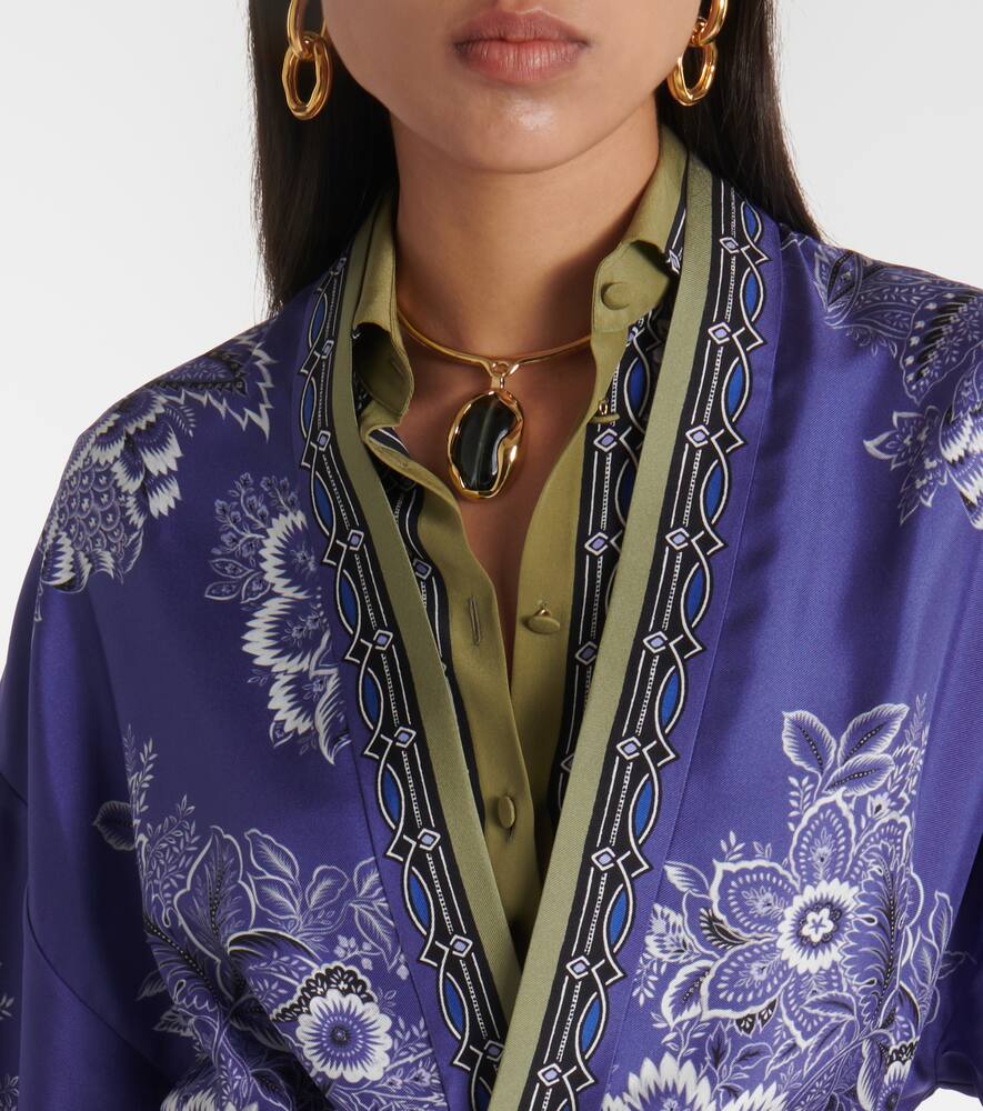 Printed silk twill robe