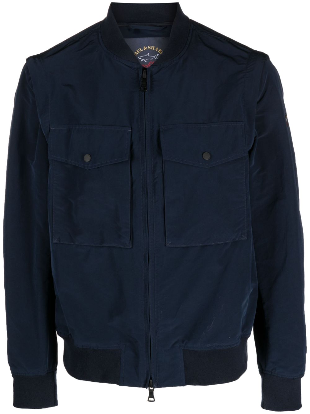 Flap-pocket zip-fastening bomber jacket - Blue