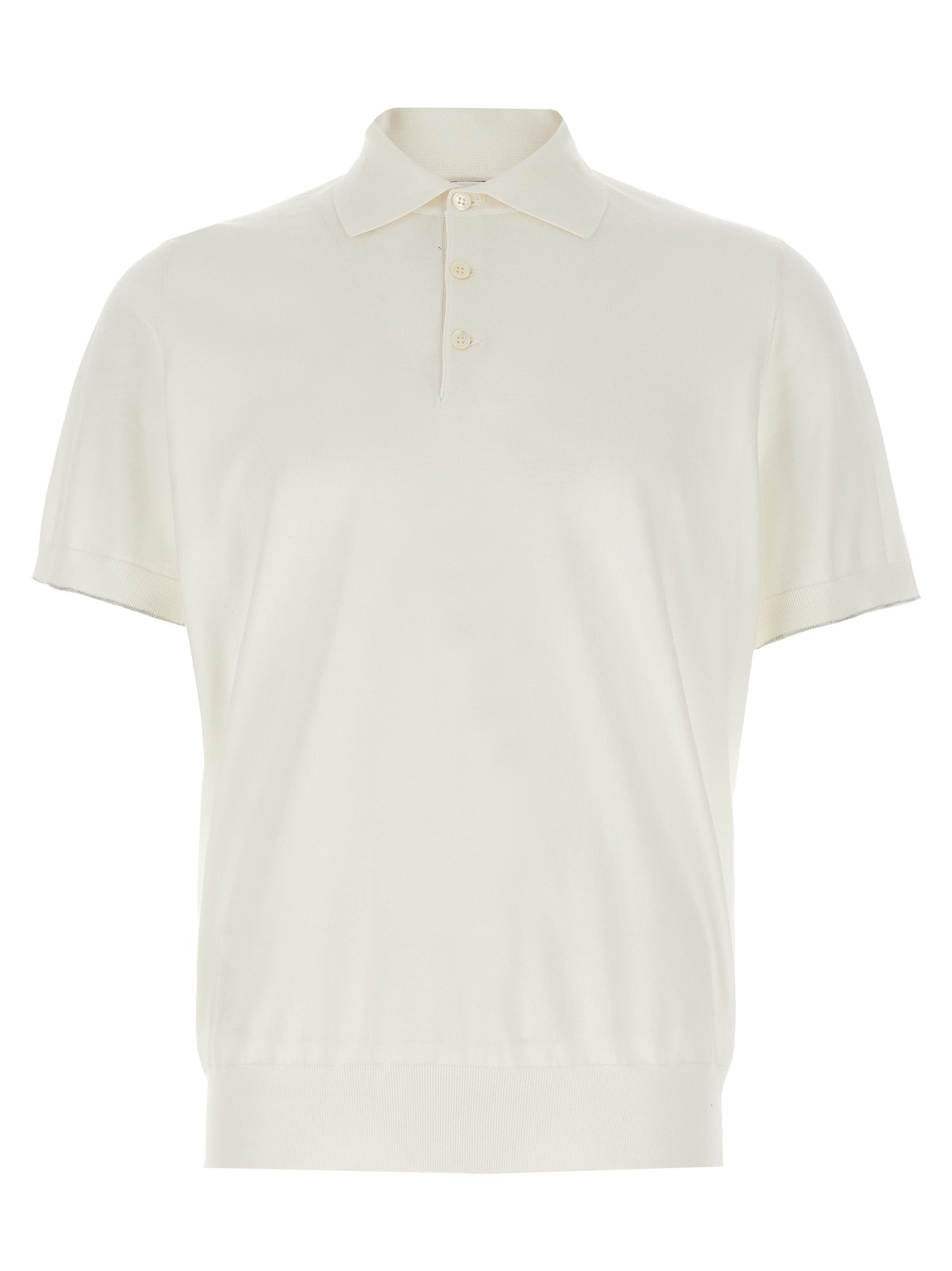 Stretch Cotton Knit Polo — White