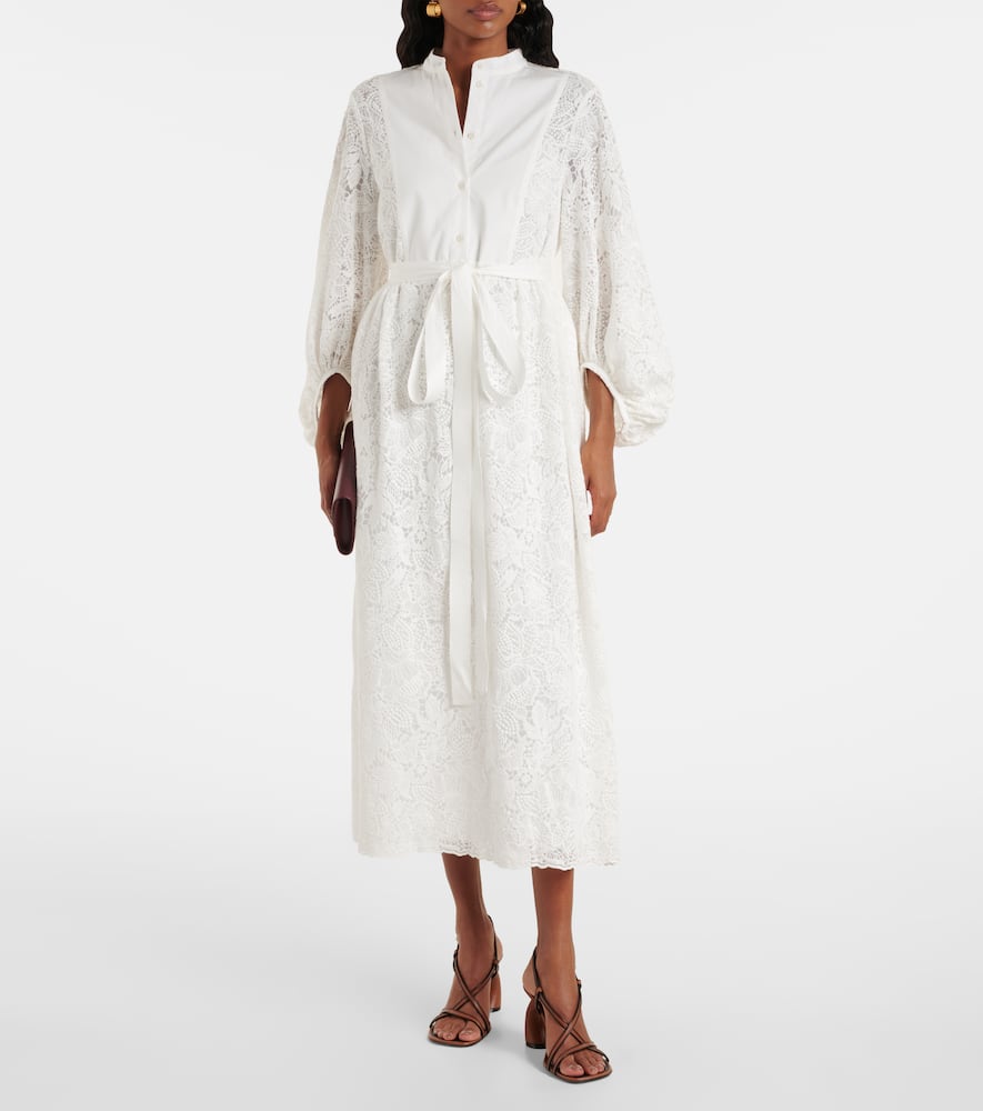 Embroidered cotton lace midi dress