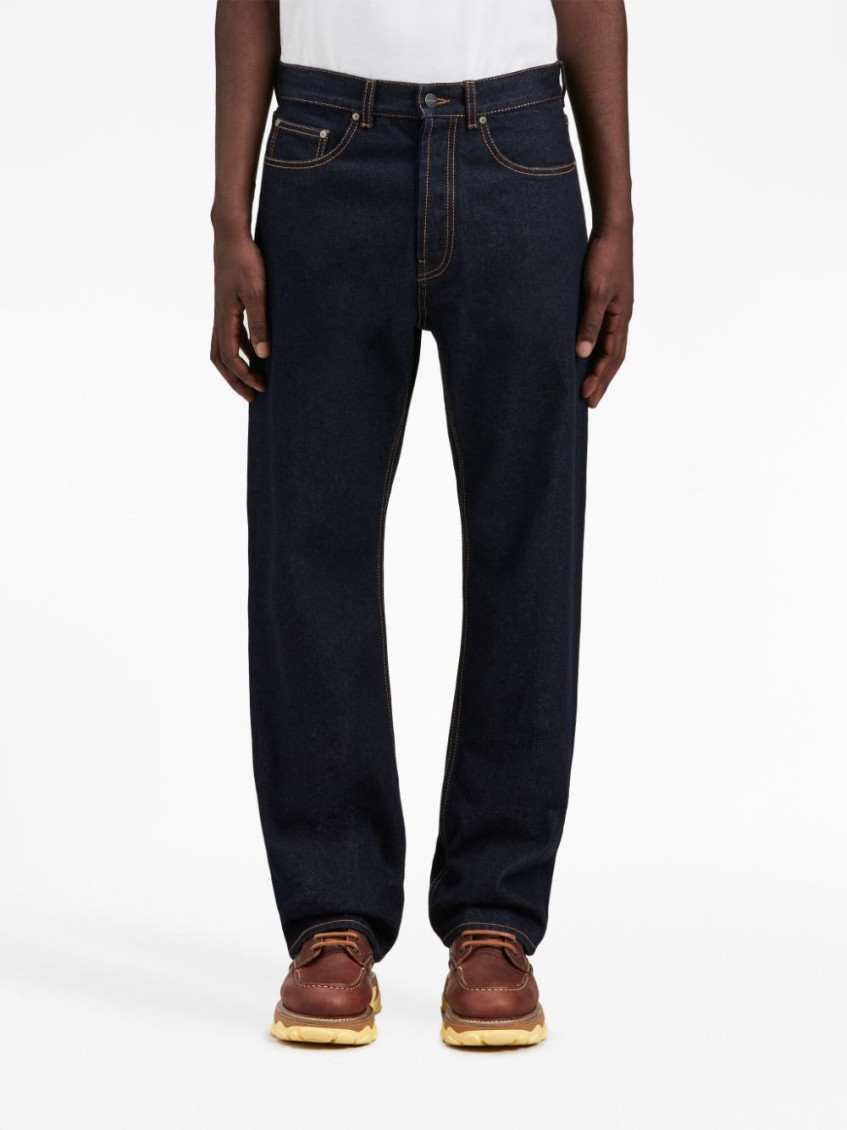 Logo-embroidered denim jeans - Blue