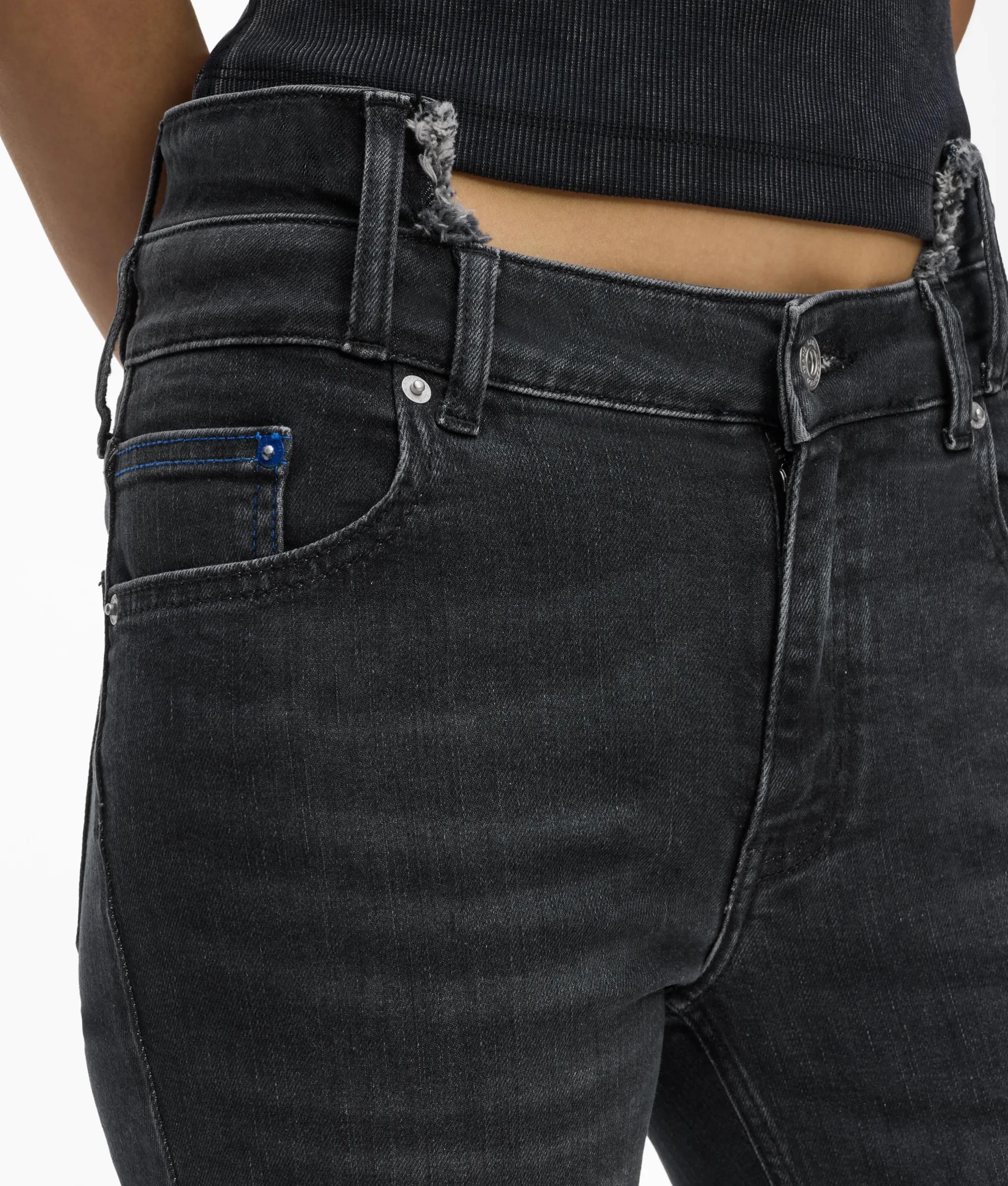 Kl Jeans - Hoch Geschnittene Skinny-jeans Mit Cut-out, Damen, Gewaschenes Schwarz, Größe