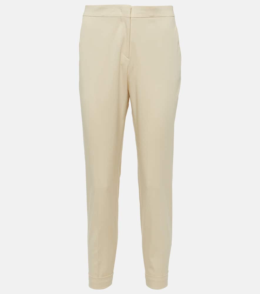 High-rise cotton-blend tapered pants