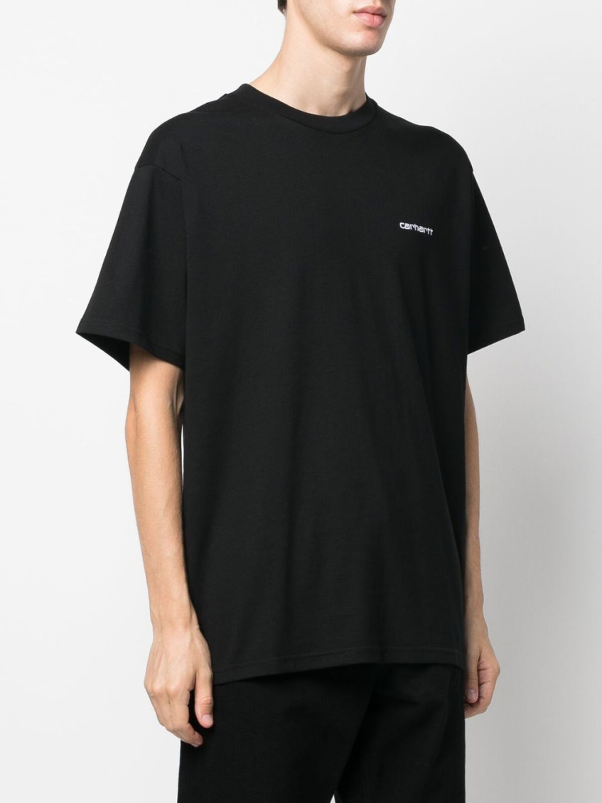 -T-shirt in cotone con logo ricamato-Uomo