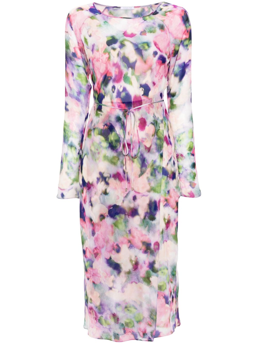 Abstract-print chiffon midi dress - Pink