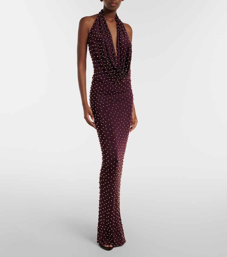 Agel embellished halterneck gown