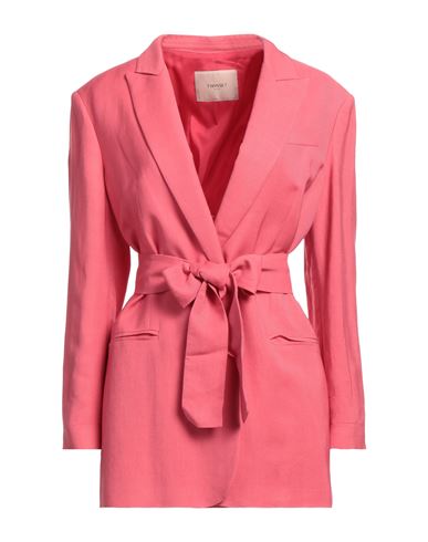 Woman Blazer Coral Size 10 Viscose, Linen