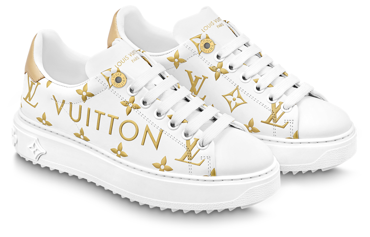 (WMNS) Time Out Sneakers 'White with Gold Monogram'