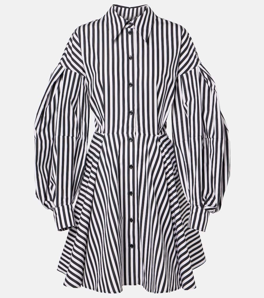 Striped cotton poplin midi dress