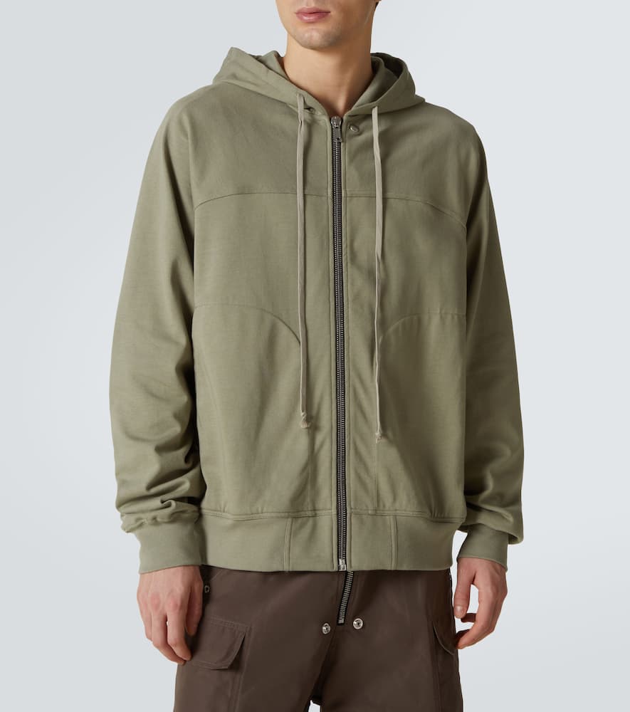 Zip-up cotton jersey hoodie