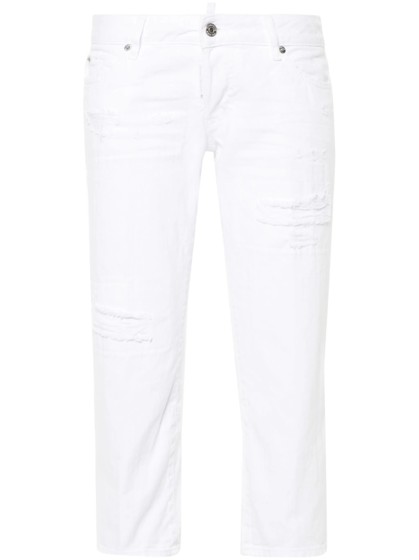 White Straight Mid Rise Jeans