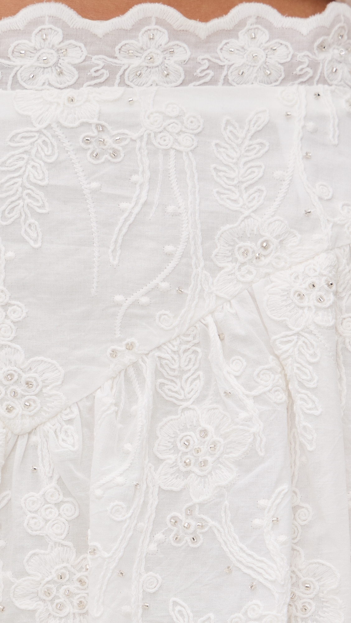 Embroidered Bubble Skirt White
