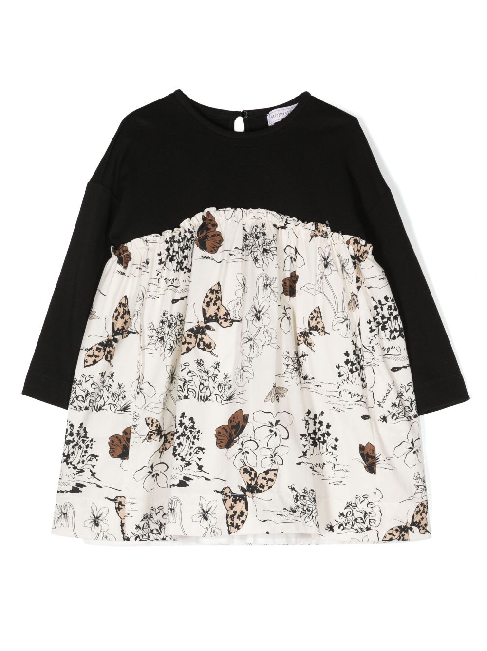 Floral-print cotton dress - Black