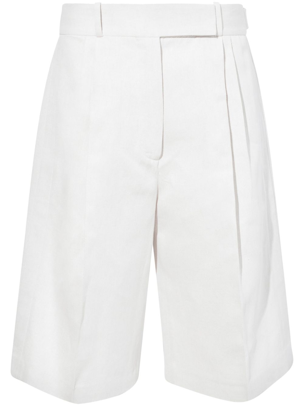 Pleated knee-length shorts - White