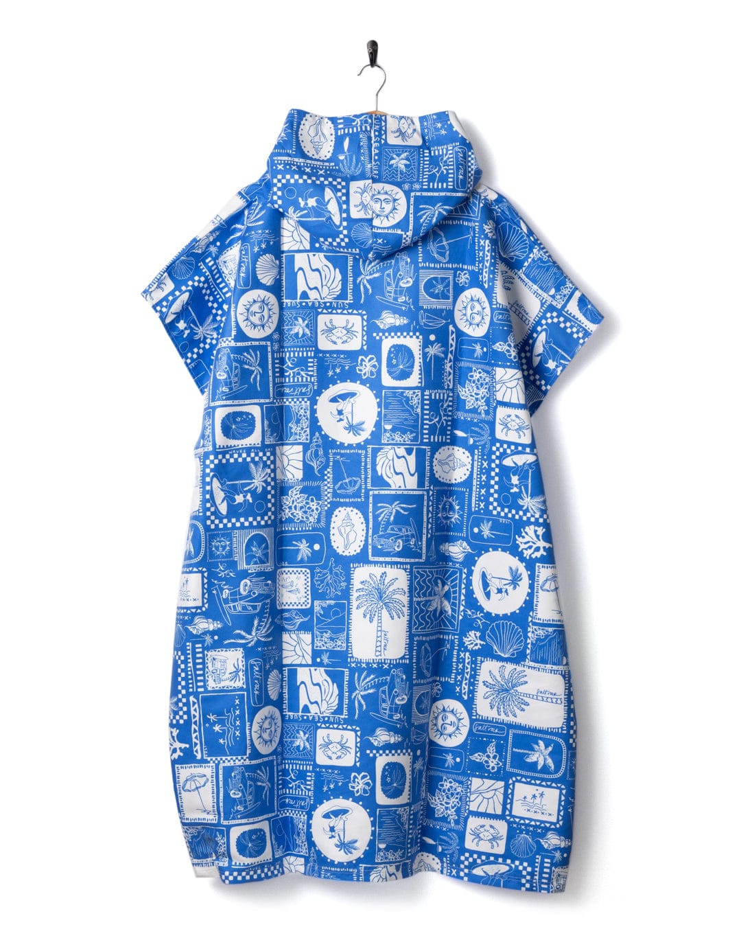 Saltrock Womens Island Tiles Poncho in Bright Blue