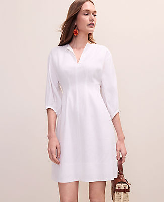 Ann Taylor Pintucked Mini Dress in Linen Blend