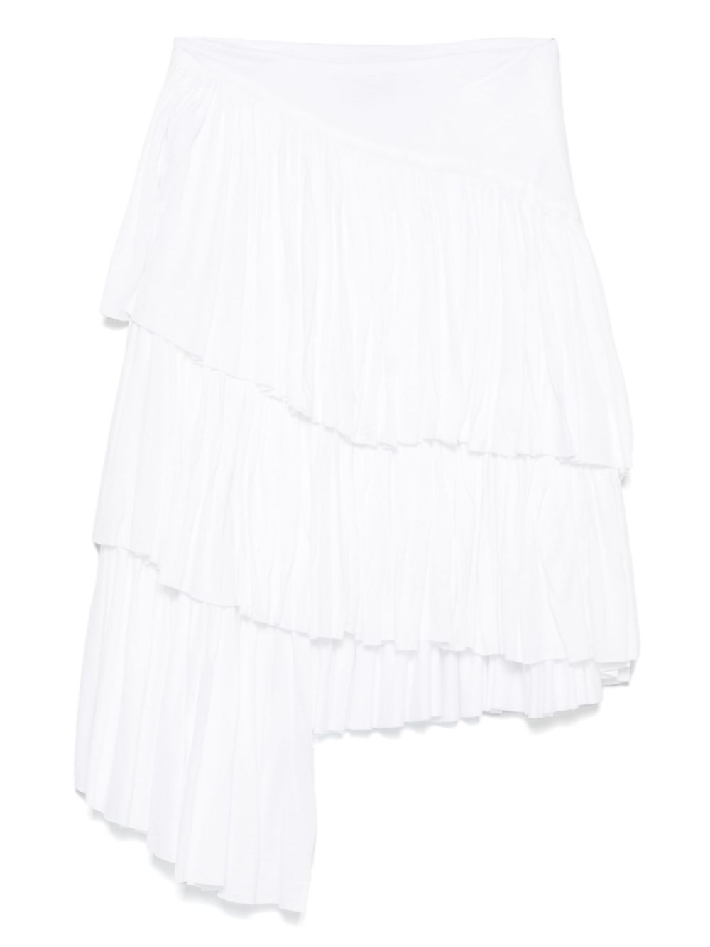 Pleated asymmetric skirt - White
