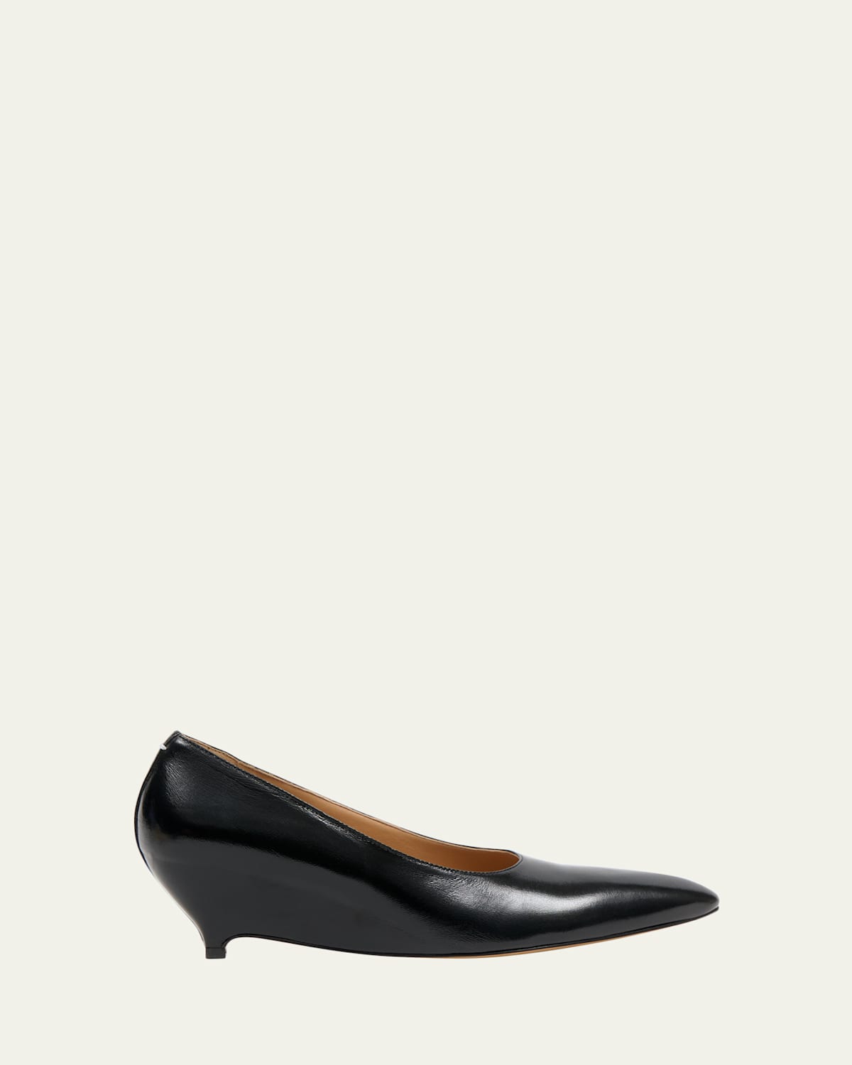 Court Shoe Leather Wedge Pumps