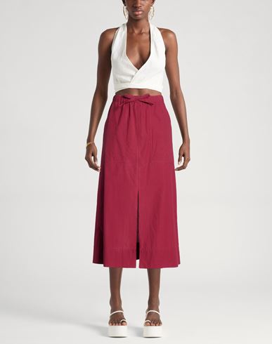 Woman Midi skirt Burgundy Size 8 Cotton