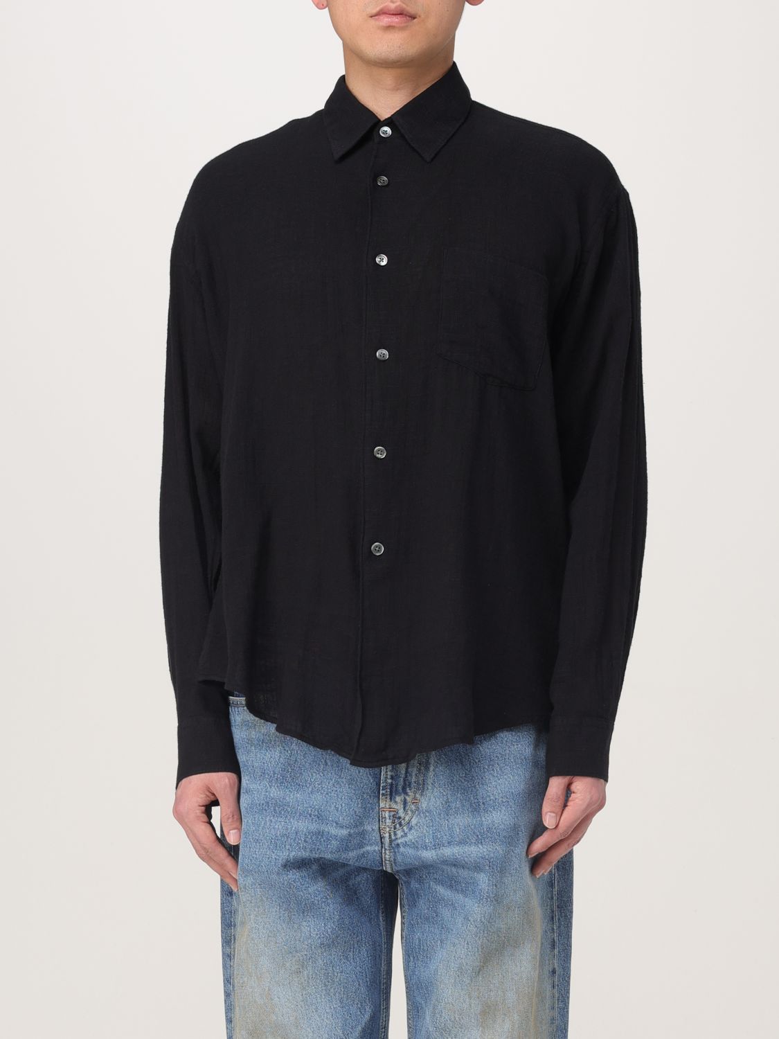 Long-sleeve cotton shirt - Black