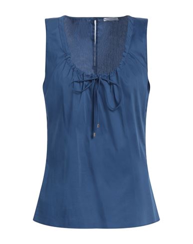 Patrizia Pepe Woman Top Navy Size 10 Cotton, Polyamide, Elastane