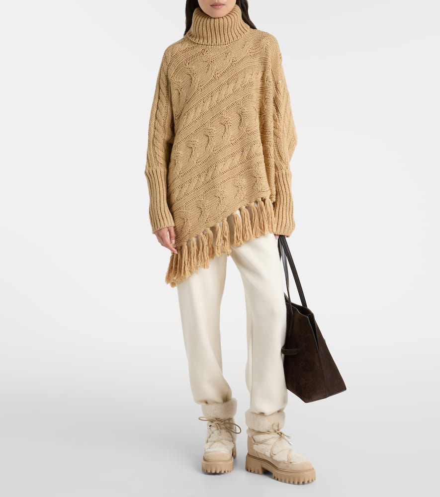 Asymmetric turtleneck wool-blend sweater