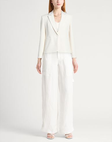 Woman Blazer White Size 4 Polyester, Elastane