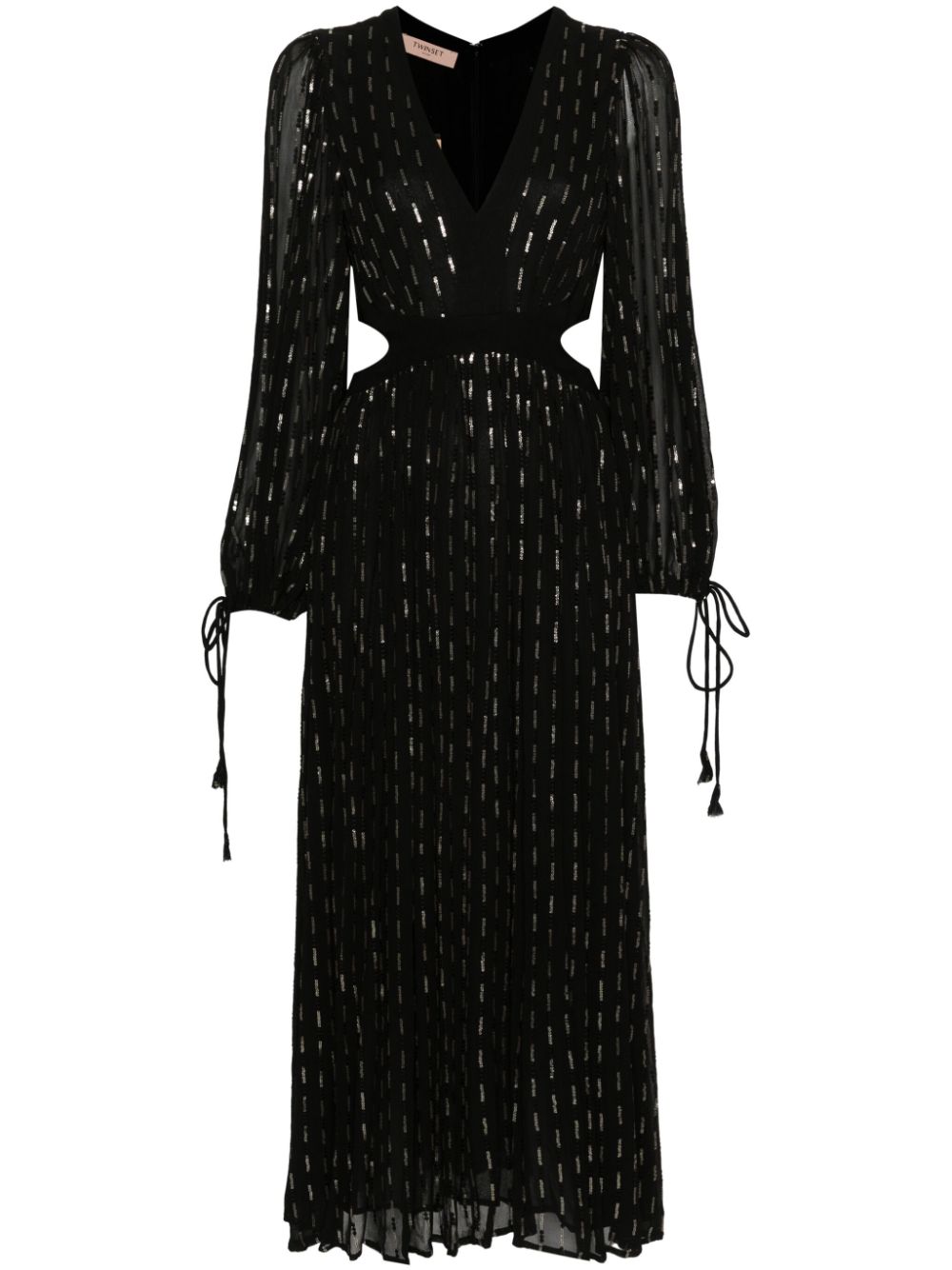 Sequin-embellished georgette midi dress - Black