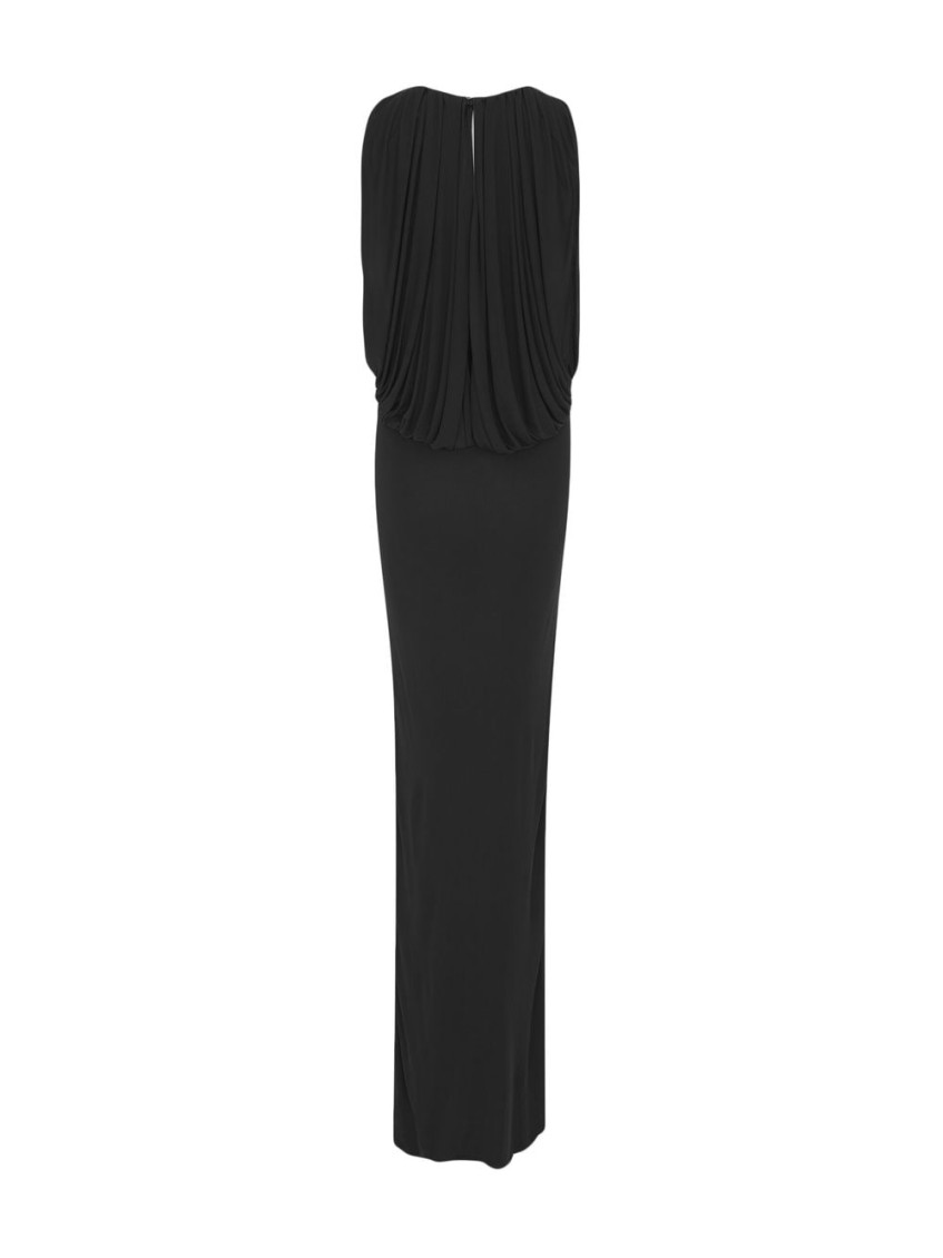 Ruffle Detail Sleeveless Slim Long Dress