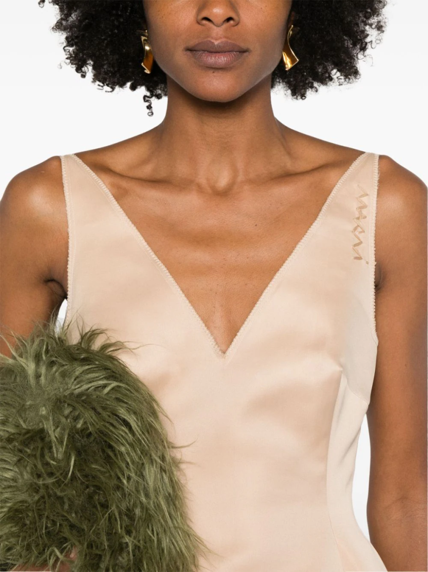 Duchess satin mini dress - Neutrals