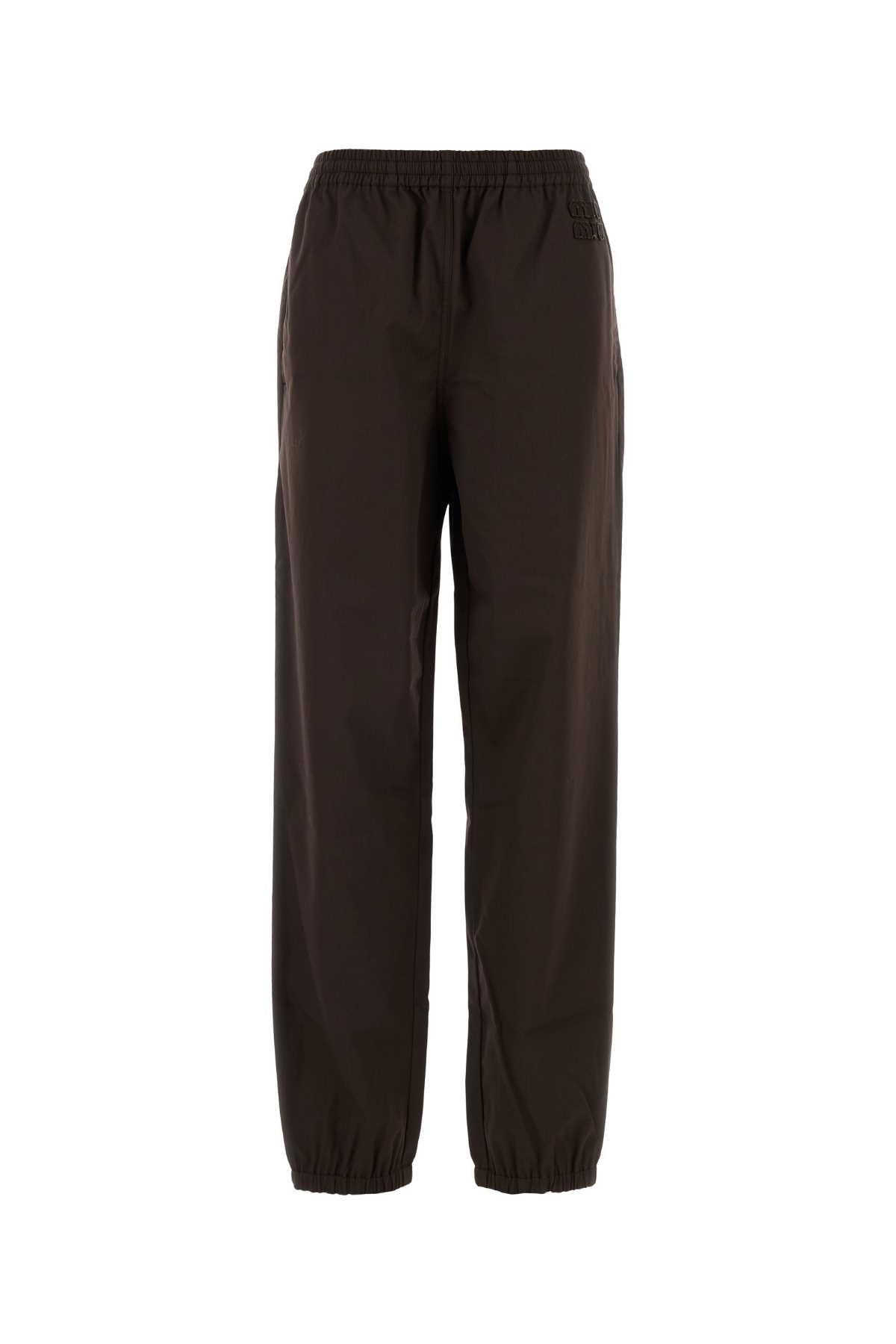 Cotton Twill Joggers — Brown