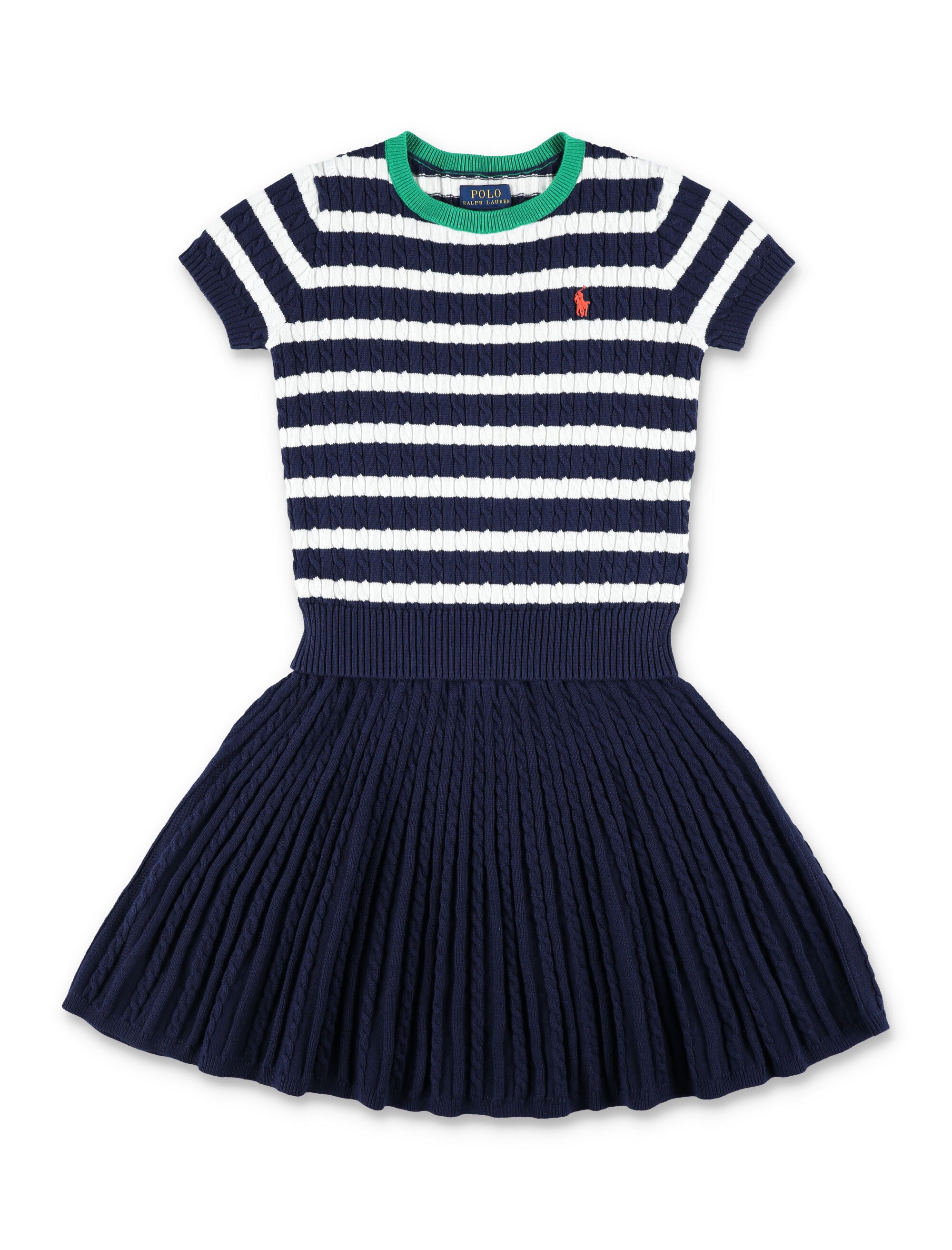 Girls' 7-16 Striped Cable Sweater and Skirt, 2-Piece Set
