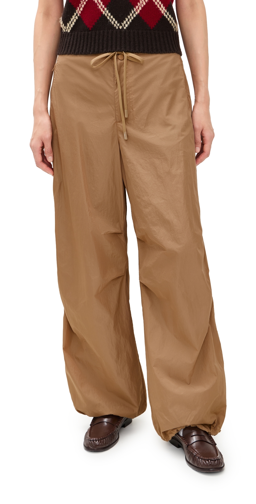 Eco Nylon Taffeta Woven Standard Pants Cafe Tan