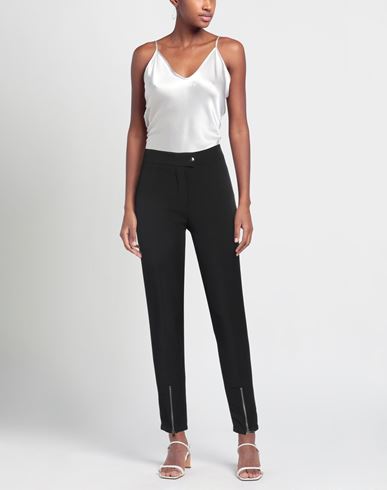 Woman Pants Black Size M Polyester, Elastane