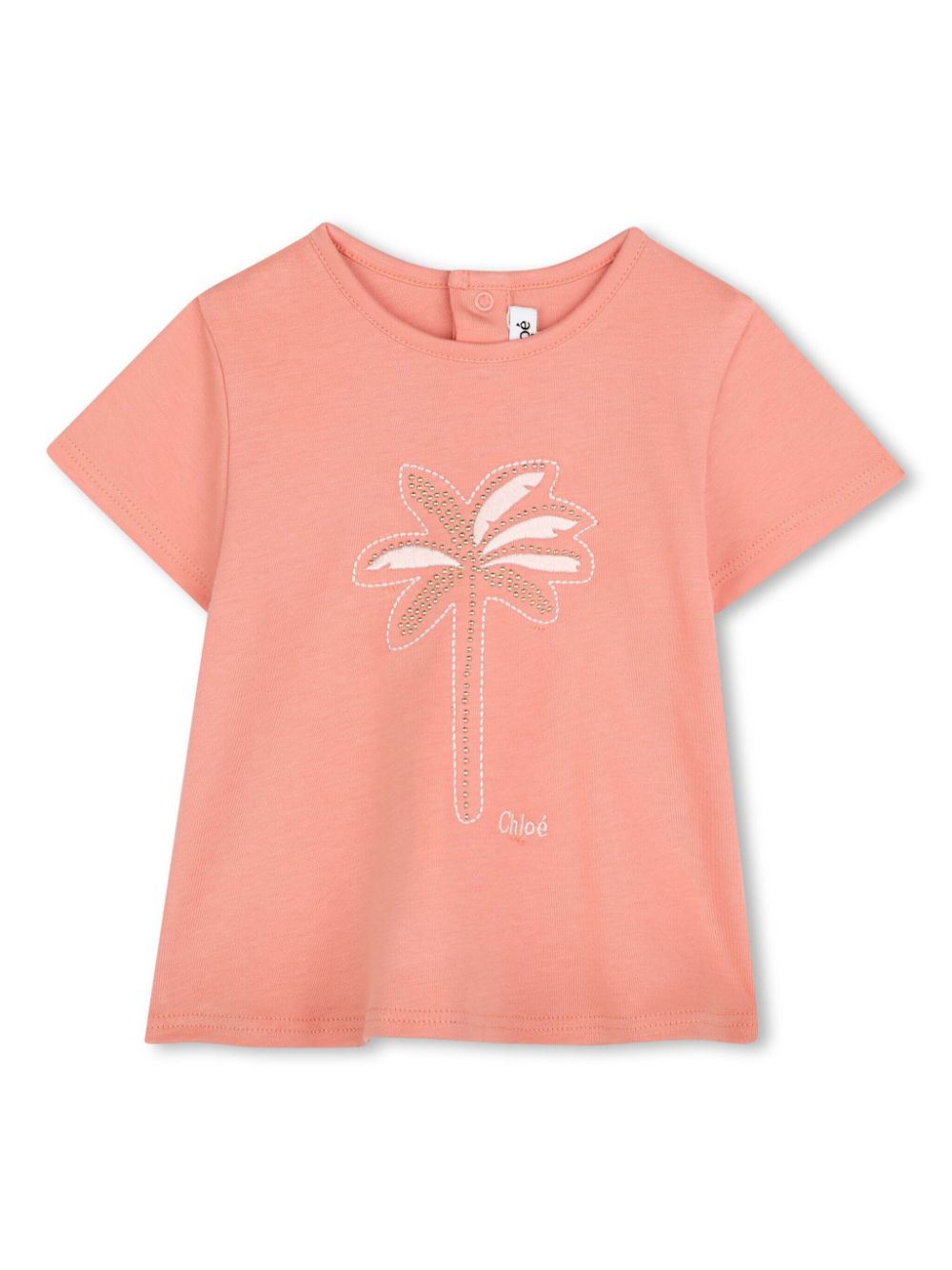 Logo-embroidered cotton T-shirt - Pink