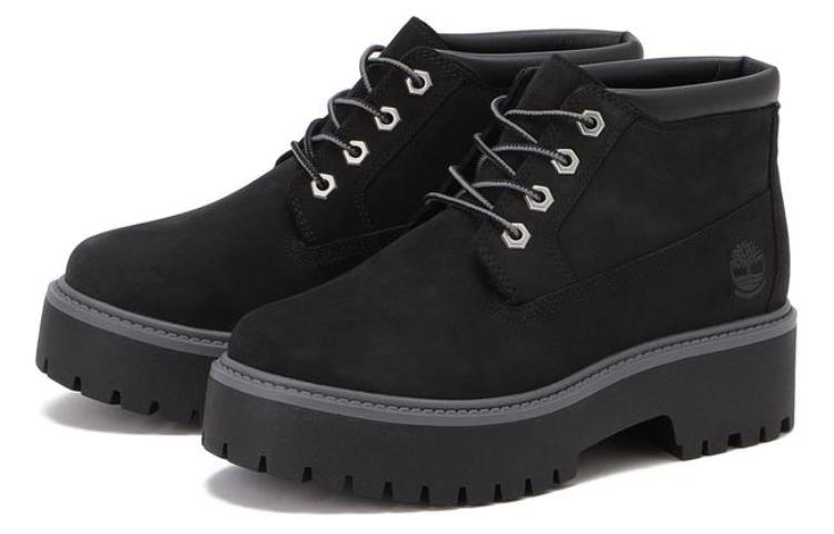 (WMNS) Stone Street Premium Platform Waterproof Chukka Boots 'Black Nubuck'