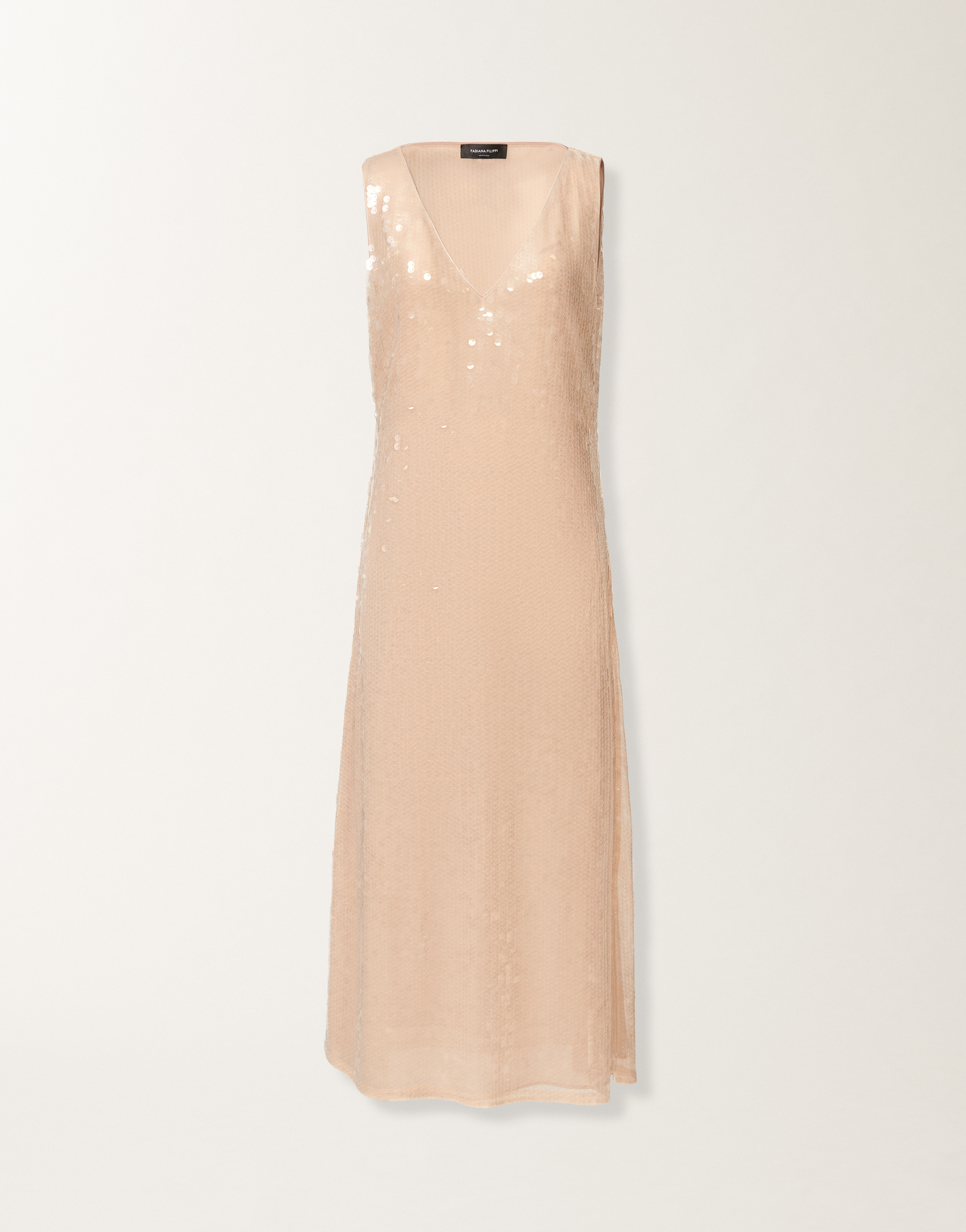 Water-effect sequin dress, nude