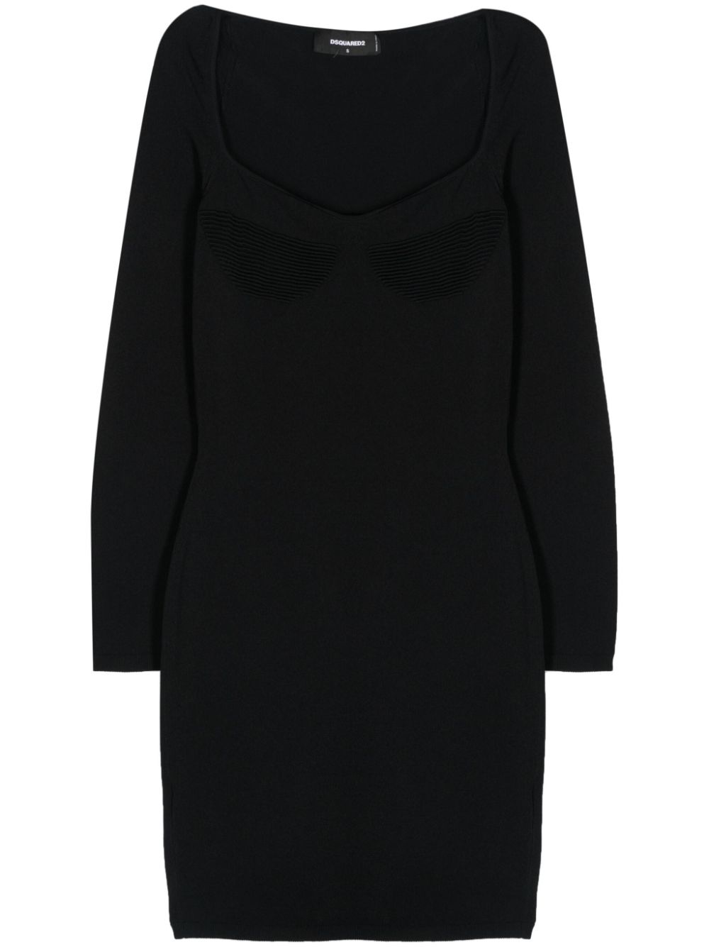 Knitted crepe mini dress - Black