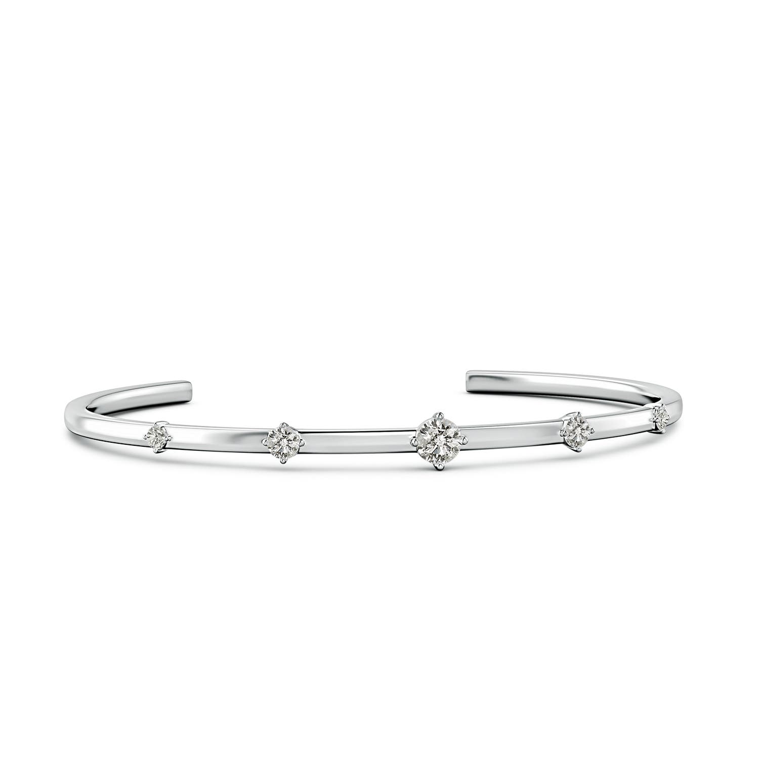 Angara 0.93 CTW Five-Stone Round Diamond Station Cuff Bracelet in 18K White Gold