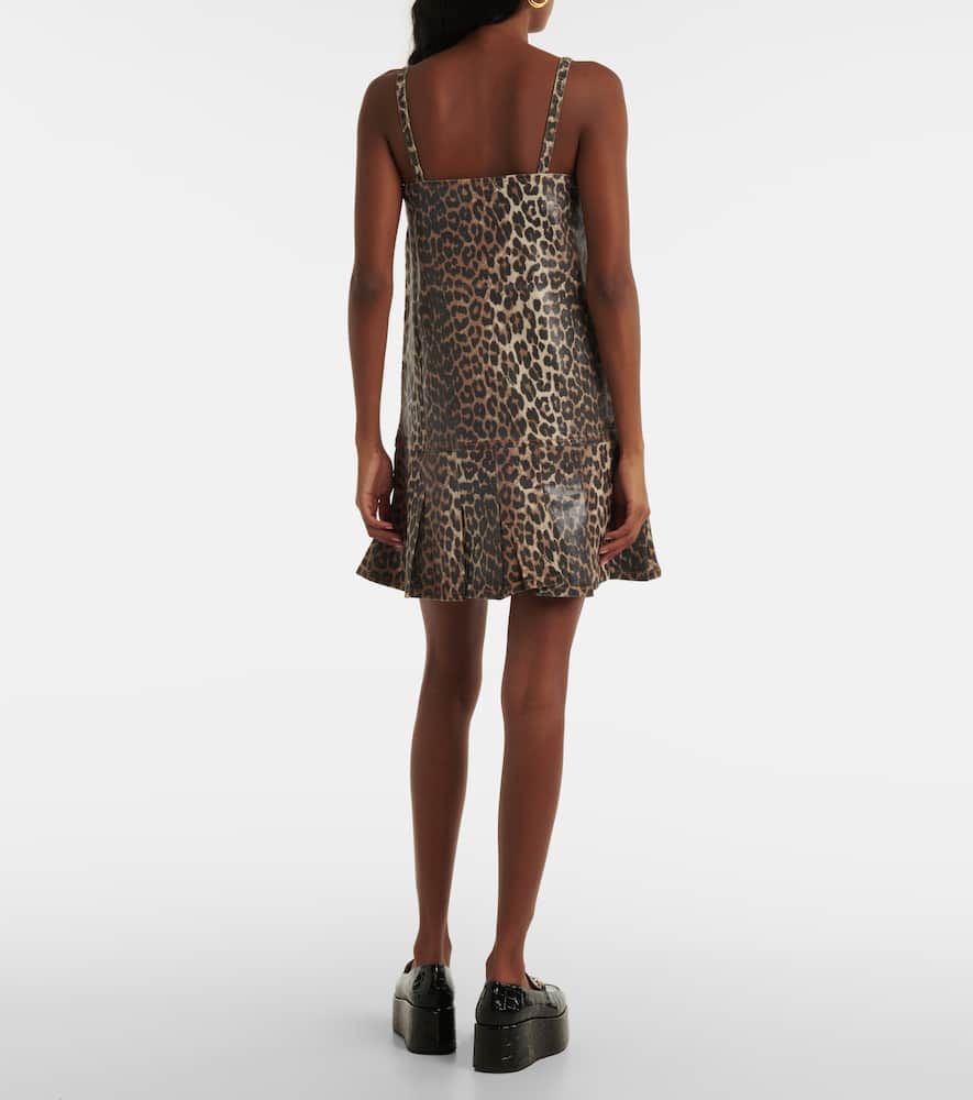 Leopard-print denim minidress