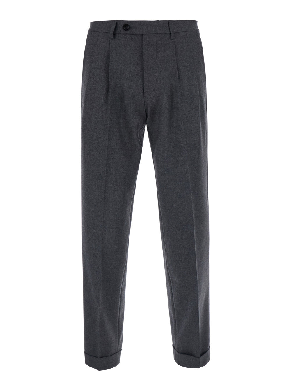 Double Pleated Tech Fabric Trousers — Gray