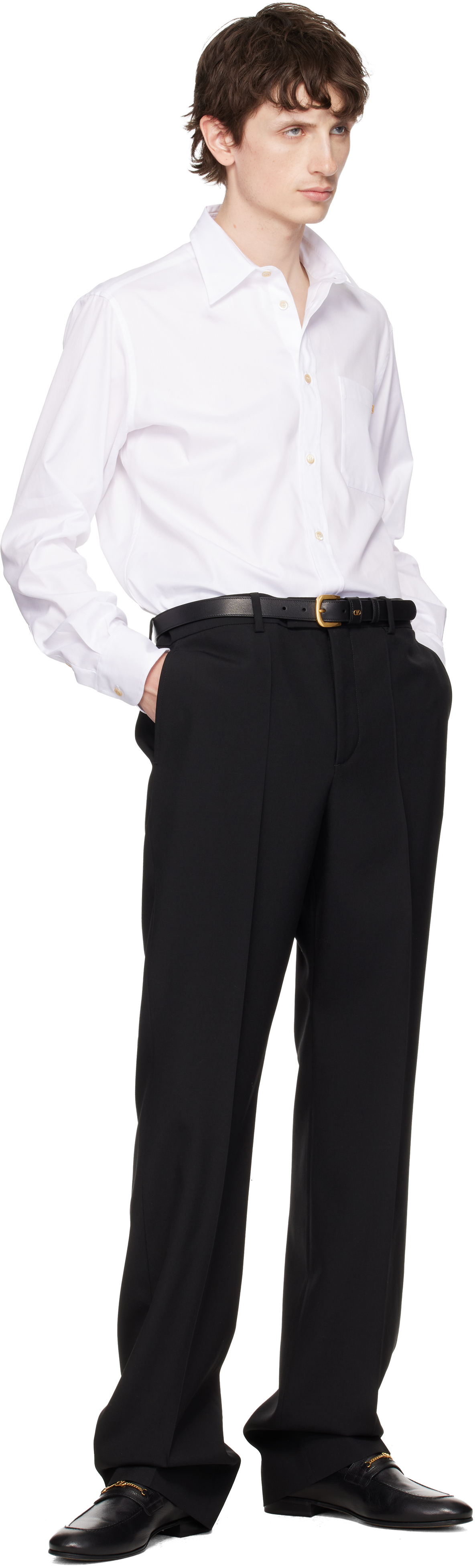 White Oxford Cotton VGold Shirt