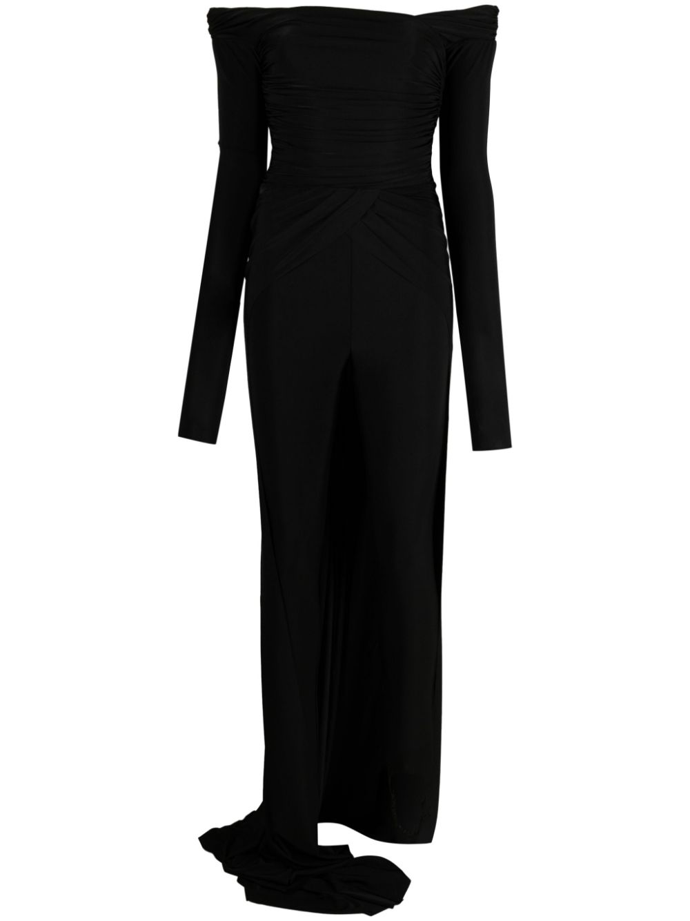 Off-shoulder fishtail draped jumpsuit - Black