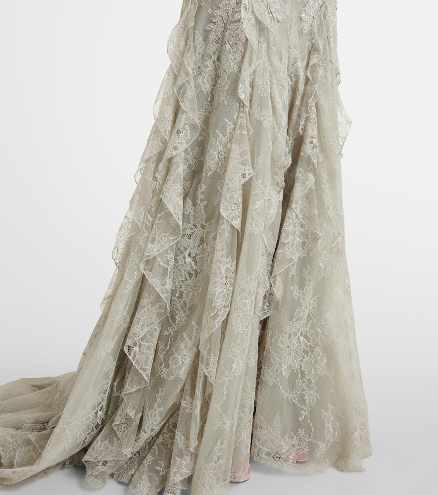 Rhodine embellished halterneck lace gown