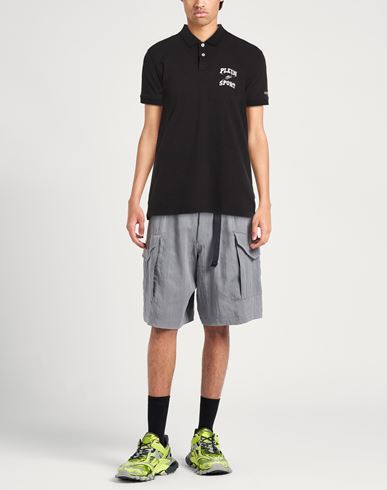 Swim Man Polo shirt Black Size L Polyester, Cotton