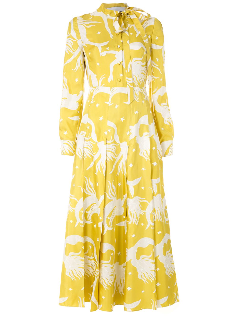 Valentino Garavani printed silk twill dress - Yellow