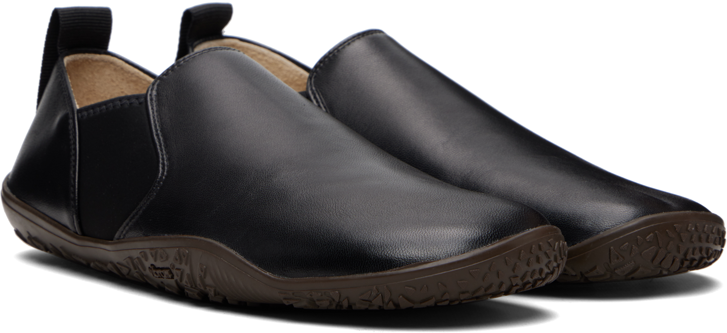 Black Vibram Glove Slip On Leather Sneakers
